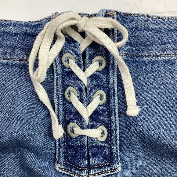 Mother Desc Lace-Up Hustler Ankle Leg Jeans Womens 29 Distressed Denim - Picture 10 of 15